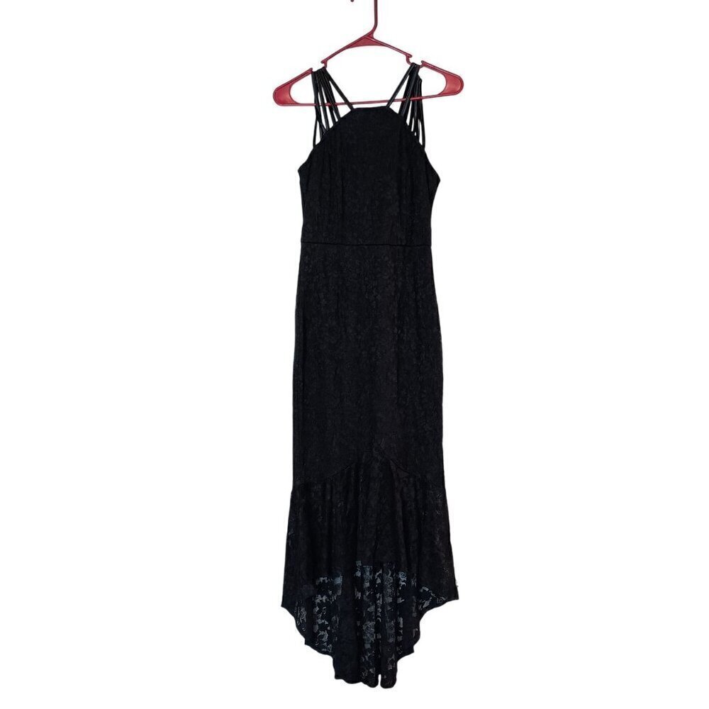 Vfshow Vfemage Women's NWT Black Midi Dress Mermaid Train Whimsy Goth Size XS